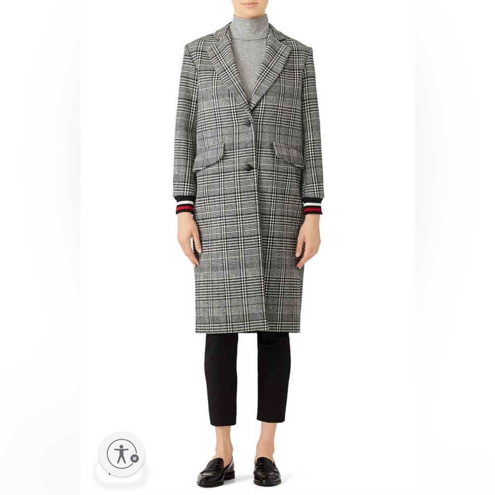 BA&SH Window Pane Lou Coat Plaid Wool Peacoar Size 0